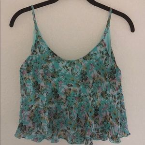 Papaya Teal Floral Cropped Tank